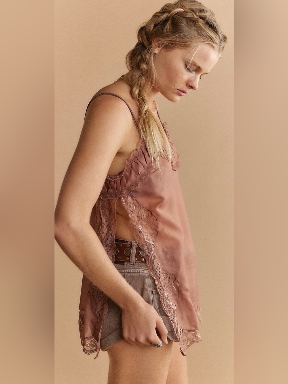 NWT FREE PEOPLE INTIMATELY SIDE EYE CAMI WITHERING ROSE